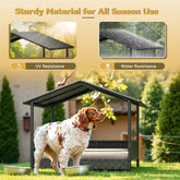 Warcat Wicker Dog House Outdoor Indoor Elevated Dog Shelter Dog Bed with Cushion, for Deck, Patio, Yard, Home 