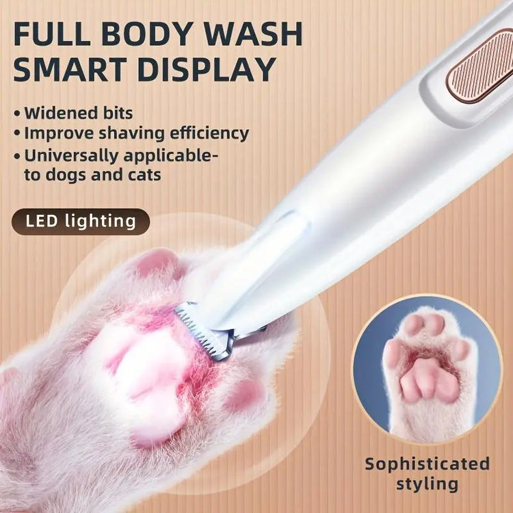 Rechargeable Pet Hair Trimmer Kit, Pet Paw Trimmer, Cordless Quiet Dog Trimmer for Grooming with LED Light, Small Dog Grooming Clippers for Dogs & Cats, Pet Grooming Tool,Waterproof, Low Noise Pet Shaver,