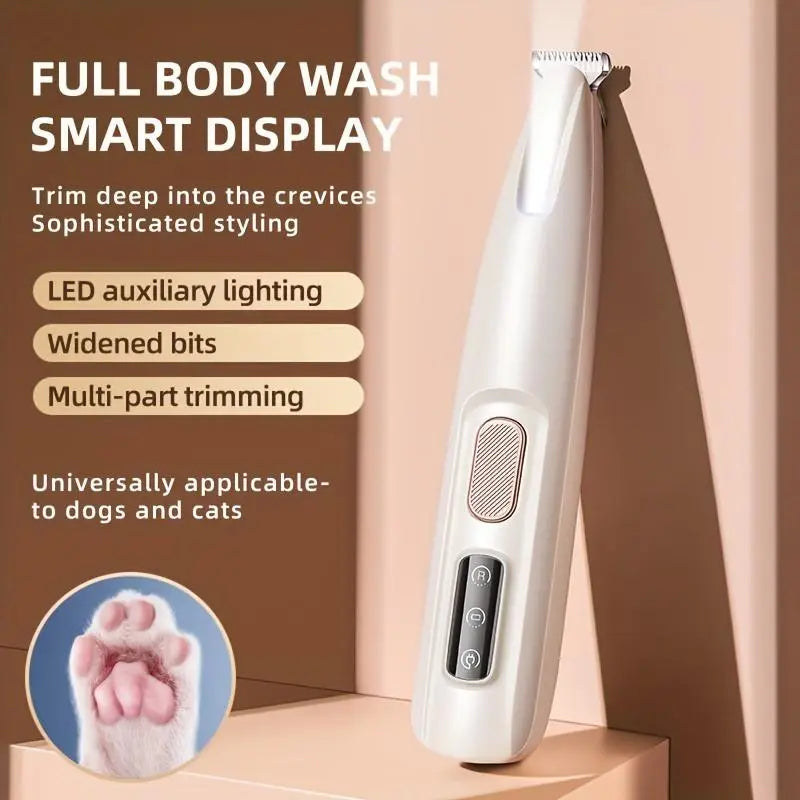 Rechargeable Pet Hair Trimmer Kit, Pet Paw Trimmer, Cordless Quiet Dog Trimmer for Grooming with LED Light, Small Dog Grooming Clippers for Dogs & Cats, Pet Grooming Tool,Waterproof, Low Noise Pet Shaver,