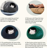 Cat Cave – Premium Felt Cat Bed for Indoor Cats, Handmade Merino Wool (Dark Gray, Medium)