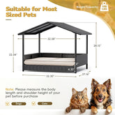 Warcat Wicker Dog House Outdoor Indoor Elevated Dog Shelter Dog Bed with Cushion, for Deck, Patio, Yard, Home 