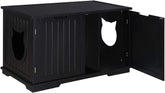 X-Large Designer Cat Washroom Storage Bench Cat Litter Box Enclosure Furniture Box House with Table (Black)