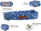 Dog Collar with Bow, Cotton & Webbing, Bowtie Dog Collar, Adjustable Dog Collars for Small Medium Large Dogs and Cats